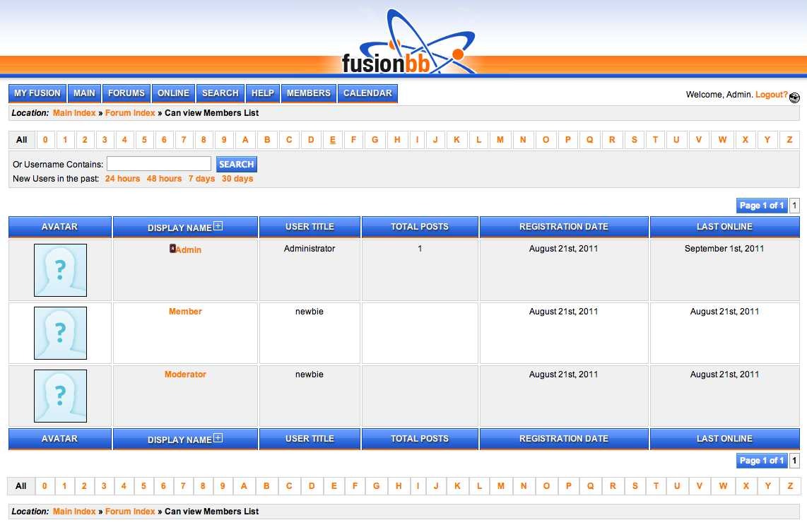 FusionBB - Can view Members List